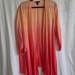 Torrid, 0, Cardigan, Maxi, Peach, Orange, Pink, Gradient, 3/4 Sleeve